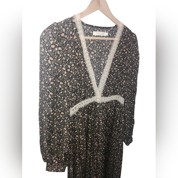 Christy Dawn Black Floral Lace-Trim Dress - Picture 3 of 6